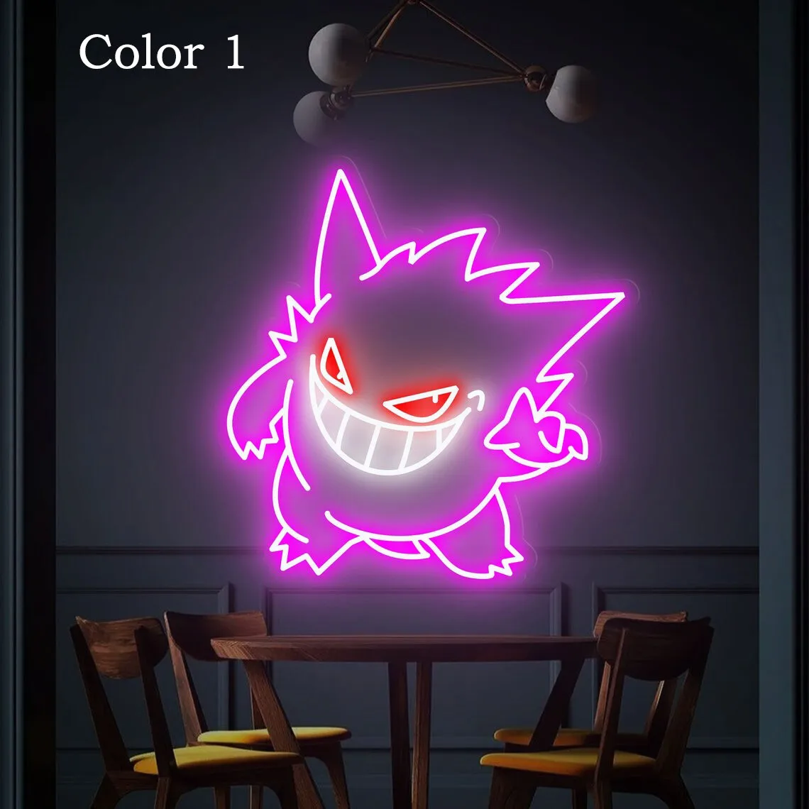 Gengar أنيمي النيون تسجيل USB عكس الضوء جيب الوحش ضوء الليل لغرفة النوم بار نادي لعبة غرفة ديكور الحفلات هدايا عيد ميلاد الطفل