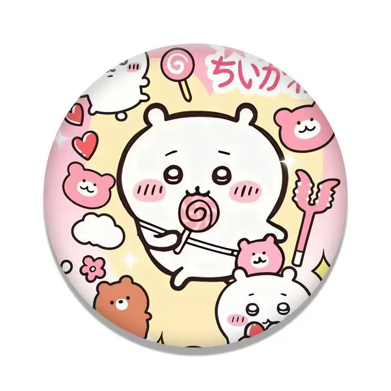JIYI Laser Badge 58mm Tinplate Button Pin Usagi Hachiware Momonga Kawaii Anime Bar Collectible Gift Cute Accessory New view 2