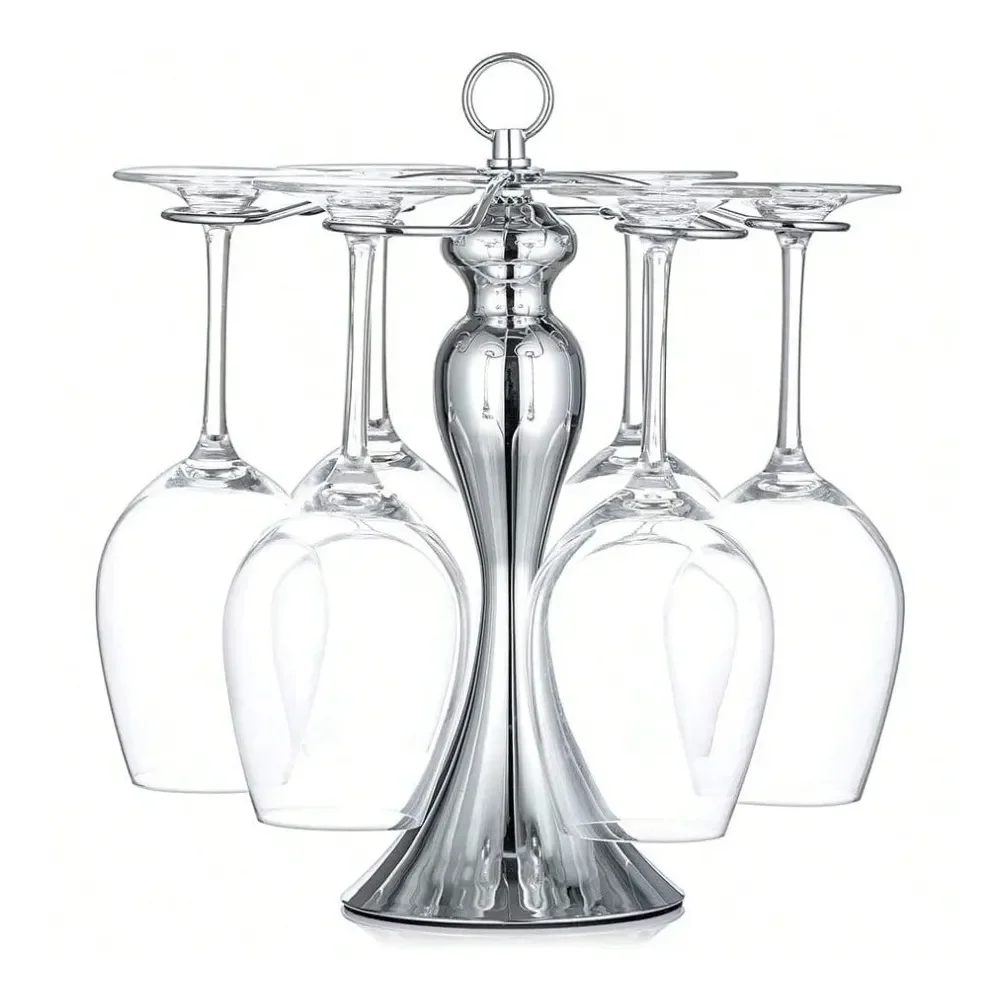 

Подставка для винных бокалов NUPTIO, классическая серебристая, на 6 бокалов, элегантная, отдельно стоящая, для хранения и демонстрации на столешнице