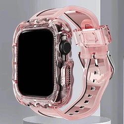 Smart Apple Watch Transparent Resin Tape, iWatch SE/8/7/6/5/4/3/2/1, 38mm, 40mm, 42mm, 44mm, 45mm Sports Silicon Tape