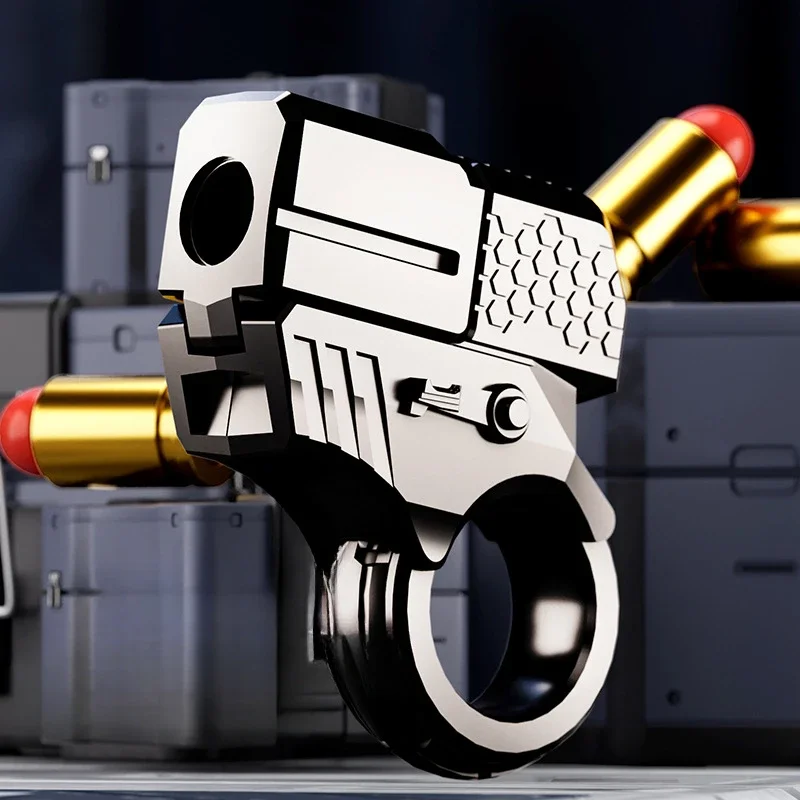 Agente de ouro dedo brinquedo arma mini anel lançador escudo jogando bala macia arma liga pistola dedo armas brinquedo brinquedos para meninos