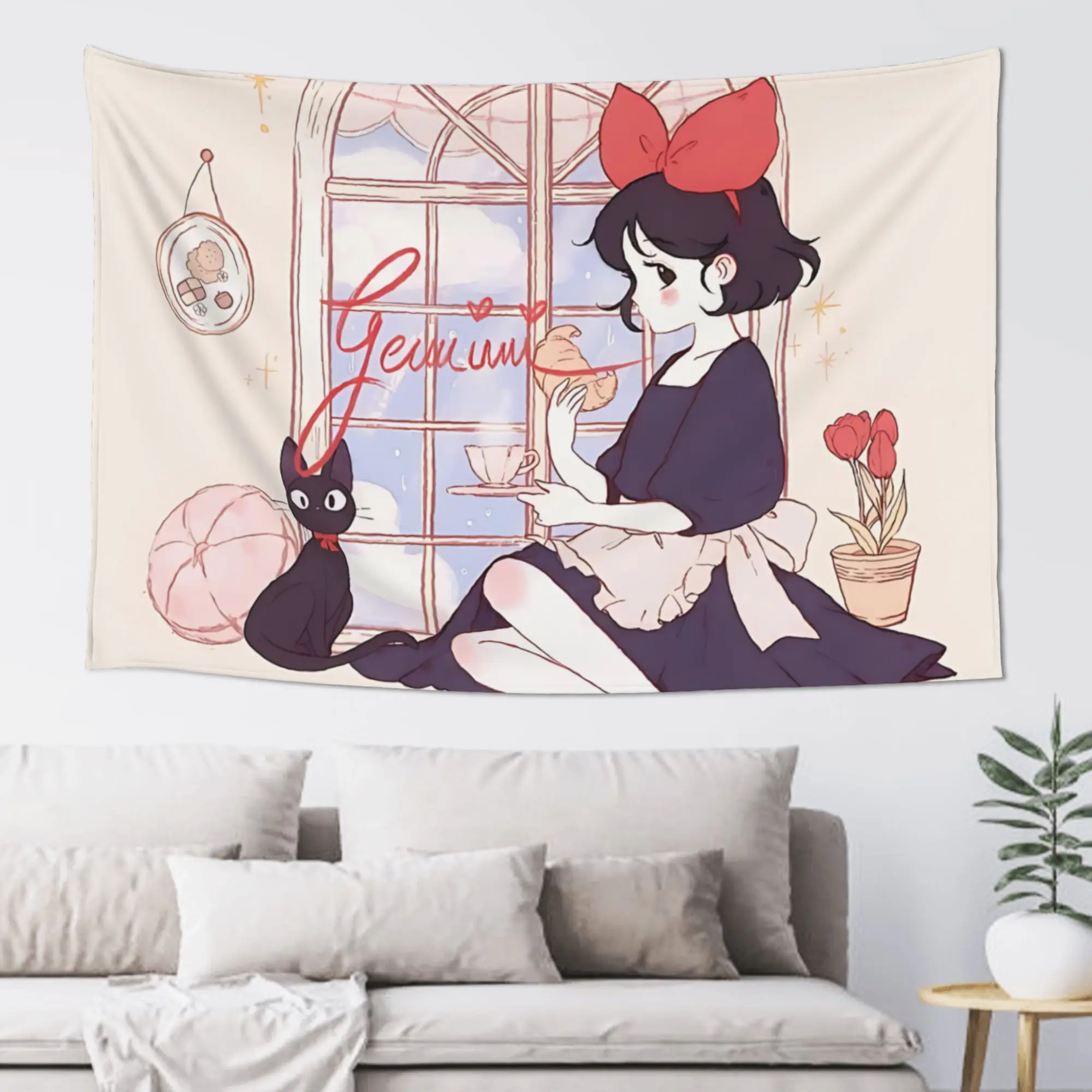 Customized Anime Kikis Delivery Services Cutecore Tapestry  Wall Hanging Blanket Tapestry Home Decor Items Wall Decorations