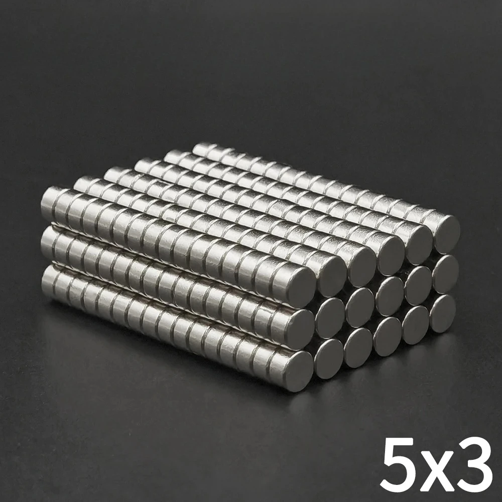 5x3 Round Magnet 5mmx3mm Permanent Super Strong Powerful Magnetic Disc for Fridge, DIY, Building, Scientific, Craft, Education