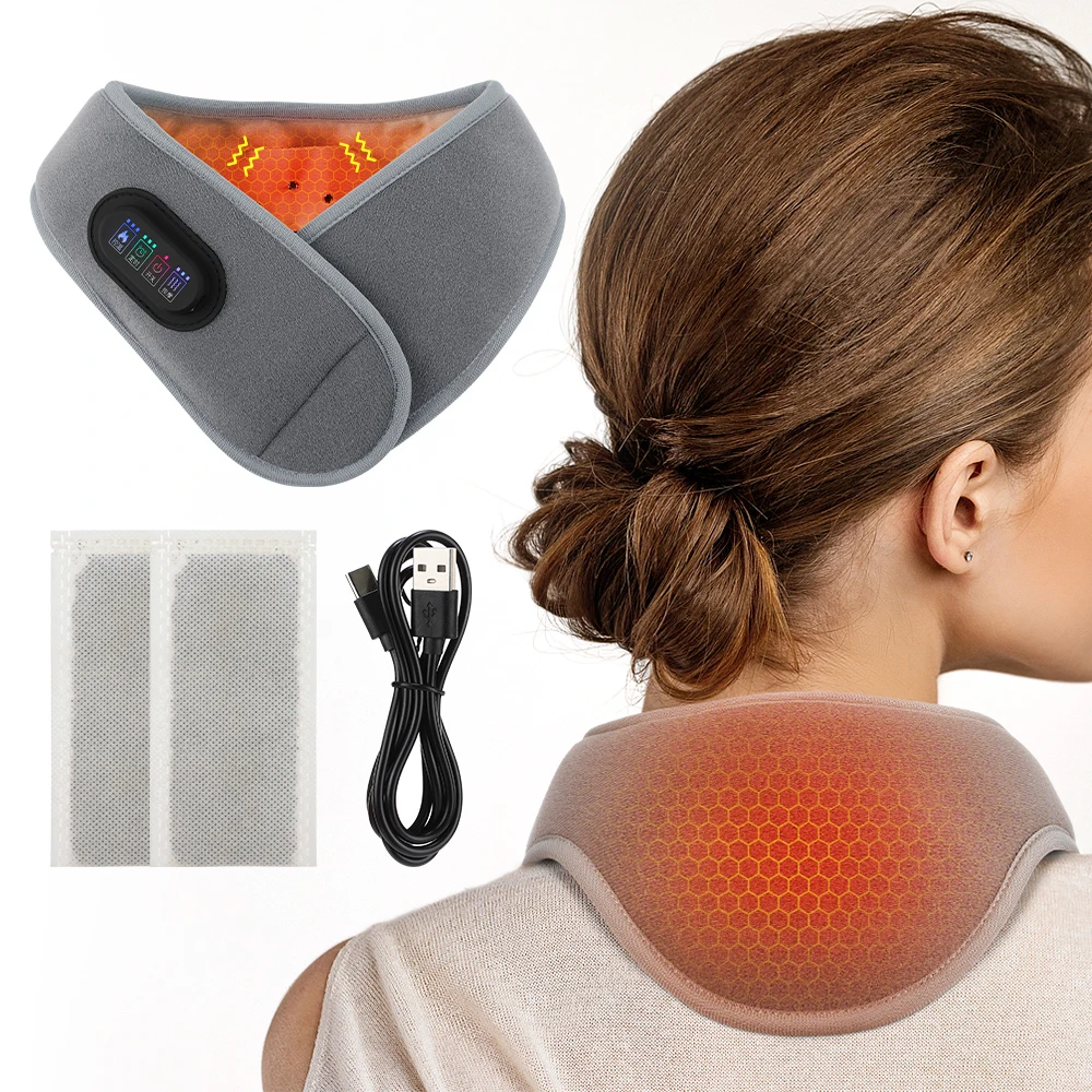 Electric Heating Neck Brace Rechargeable Neck Massage Pads Cervical Massage Health Care Vibrator Heating Relieve Muscle