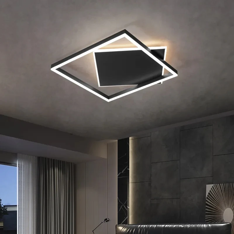Modern LED Ceiling Lights Black Bedroom Study Living Room Indoor Lighting Lamps Decoration Luminaria Lustres Lamparas Avize
