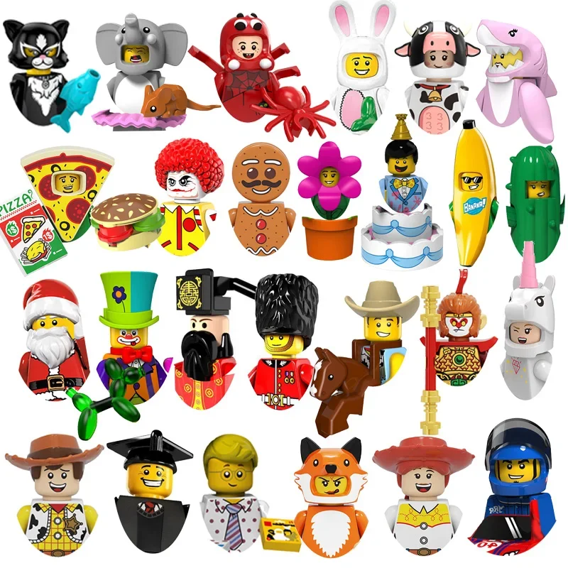 Детские игрушки, классические мультяшные фигурки, модель животных, сборка, строительные блоки, рождественские украшения, детский подарок на день рождения