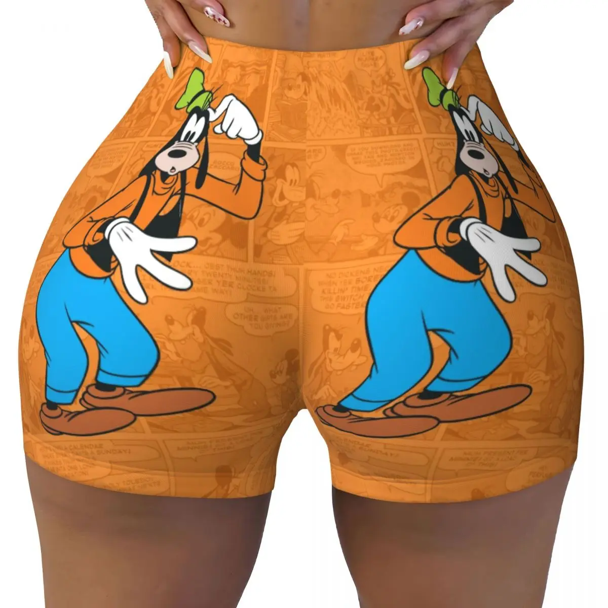 

Custom Goofy Goof Gym Volleyball Biker Shorts Women's Anime Cartoon Workout Yoga Shorts