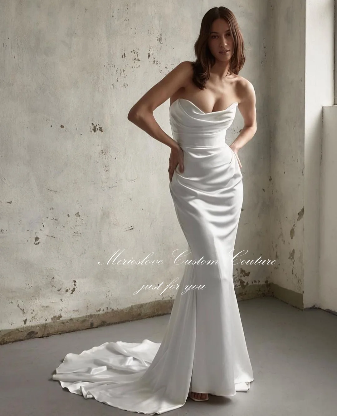 Merioslove-Robe de mariée sirène en pansement simple, robe de mariée de plage chérie, patients minimalistes, quoi que ce soit, 2024