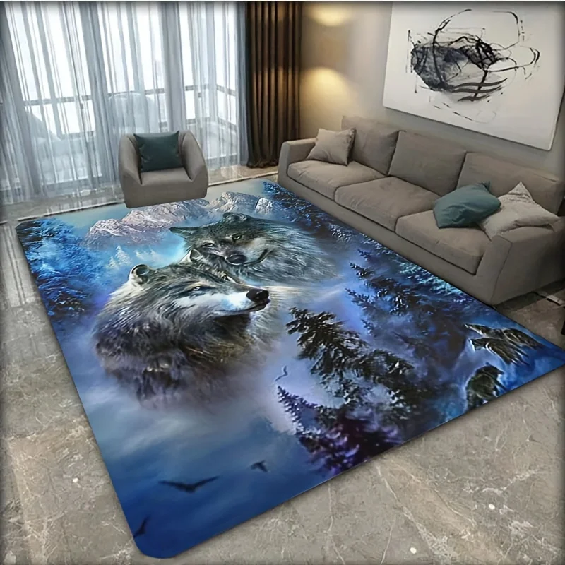 

Wolf and Forest Design Area Rug – Non-Slip Nature-Inspired Floor Mat for Bedroom, Living Room or Bathroom, Cozy Cabin Decor Vibe