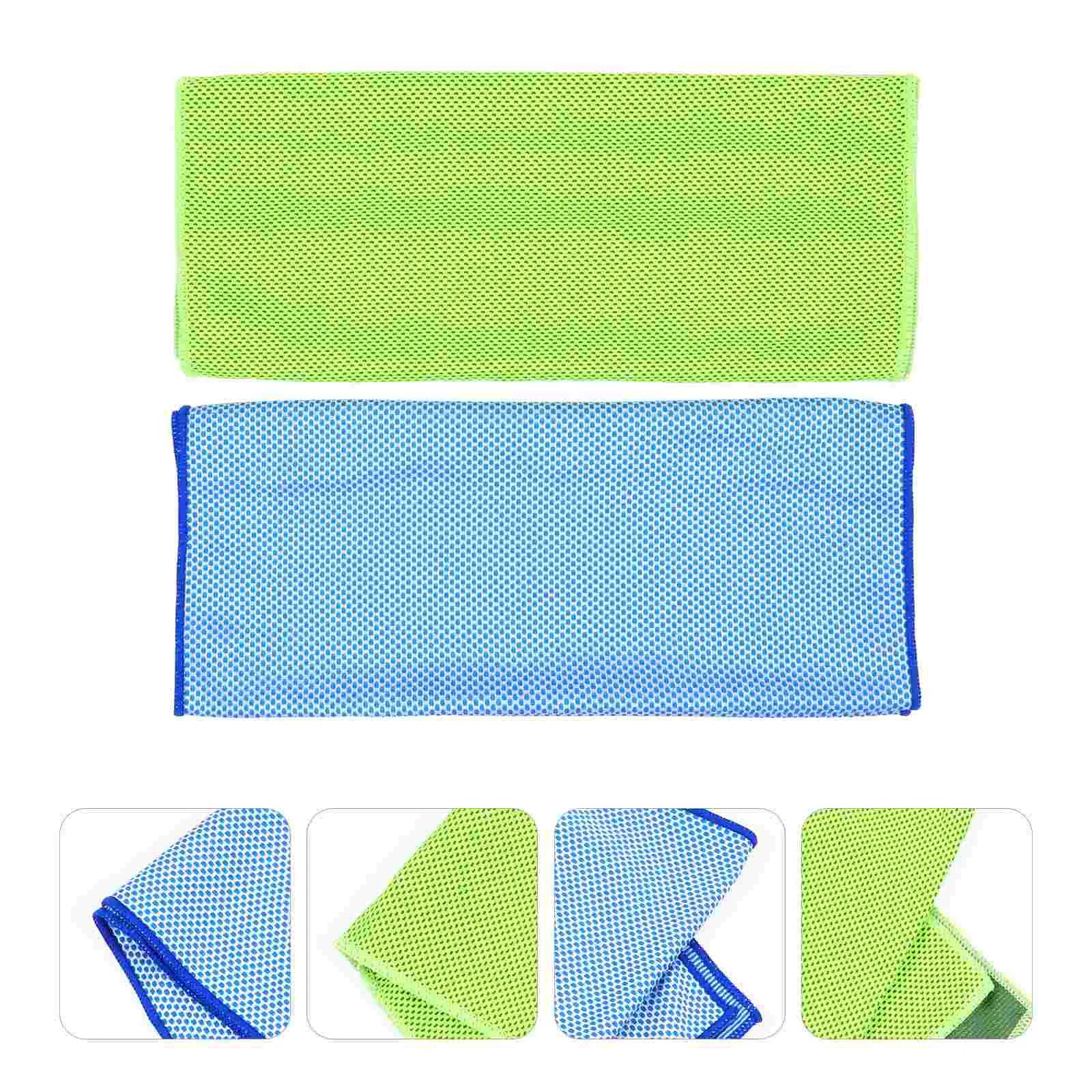 

2 Pcs Yoga Towel Sports Cold Beach Quick-drying Travel Portable Blue Outdoor Fitness