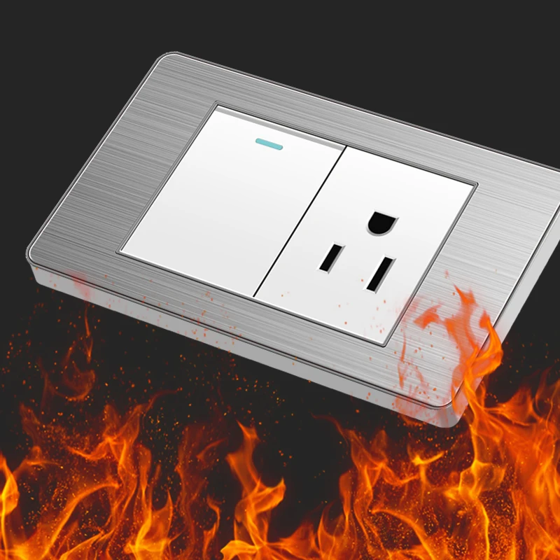 US Thai Universal Wall Power Switch Socket Type-C USB Plug 118*73mm Wall Mount Switch Stainless Steel Panel Multifunction Socket