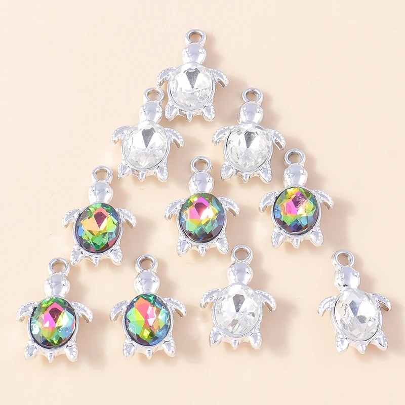 10Pcs Schöne Tier Charms Sommer Strand Kristall Schildkröte Schildkröte Charme für Ohrringe Armband Halskette Anhänger DIY Schmuck – Detail 7