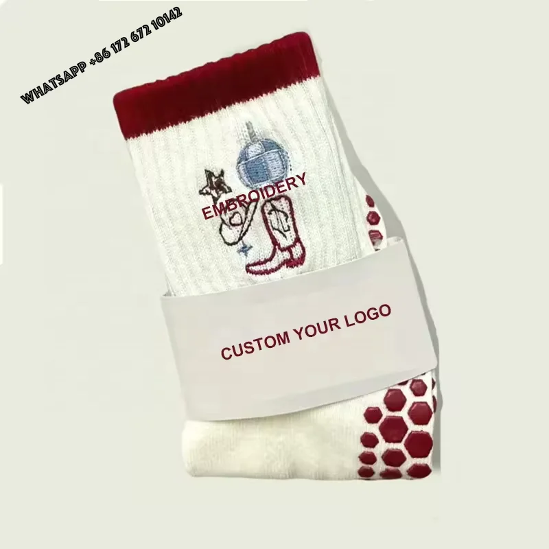 Customizable Grips Women Frilly Rib Crew Quarter Custom Logo Non-slip Ruffle Pilates Yoga High Quality Pilates Socks