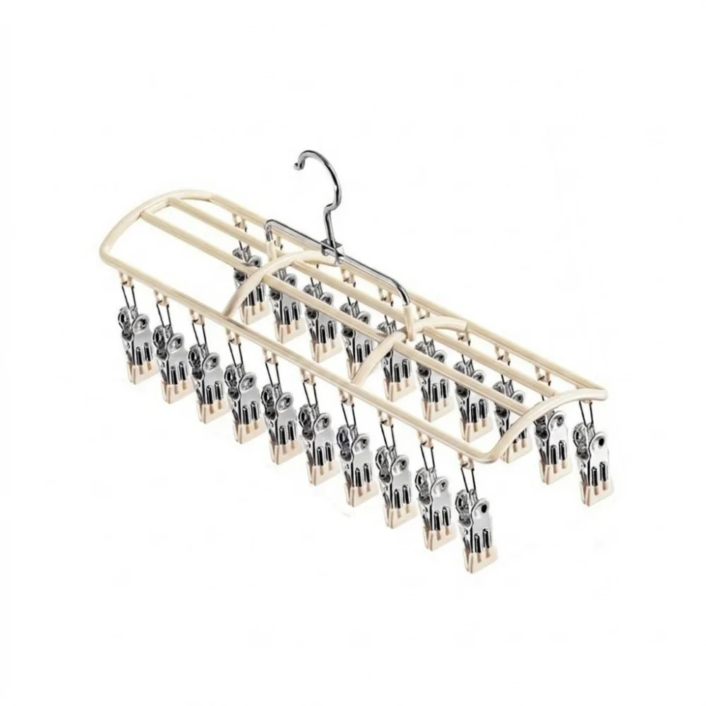 

Stainless Steel 20 Clips Sock Drying Rack Non-slip Windproof Unmarked Underwear Drying Rack Rustproof Space Saving