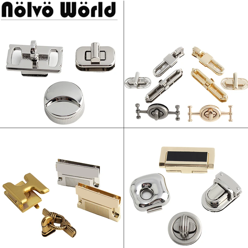 

2/4/20Sets Oval/Rectangle Metal Locks Bag Snap Clasp Catch Buckles For Purse Handbag Bags Turn Twist Lock Fasteners Accessories