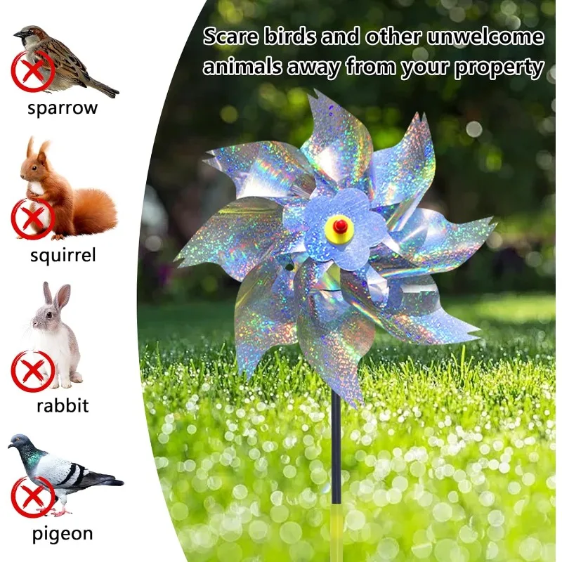 1pc Windmill Bird Repellent Rotating Windmill Outdoor Bird Repellent Decorative Bird Scaring Device Garden Orchard Protection