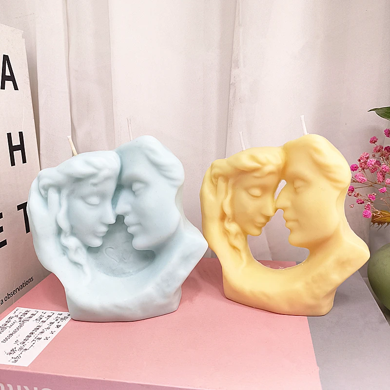 Lover Side Face Candle Mold Couple Man and Woman Silicone Mould  Wax Molds Table Decoration  Handmade Valentine\'s Day Gift