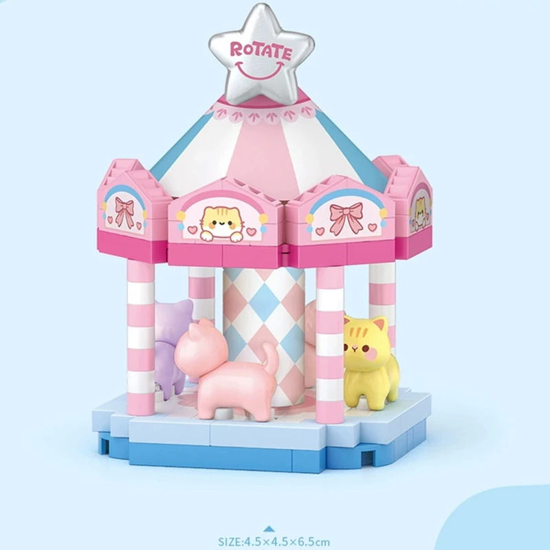 NEW Amusement Park Carousel Pirate Ship Ferris Wheel Halloween Game Street View Building Blocks Kit Girl Bricks Model Kids Toy