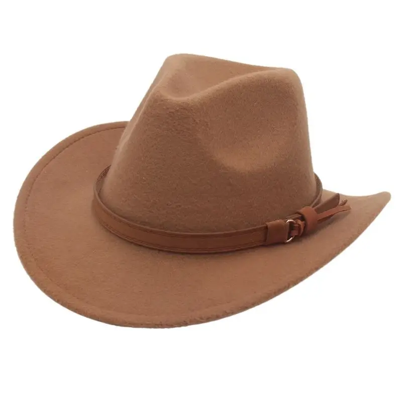 

Tibetan Flannel Accessories Western Cowboy Hat Ethnic Style Felt Cap Vintage Top Hat Curling Fedora Hat Man Hat