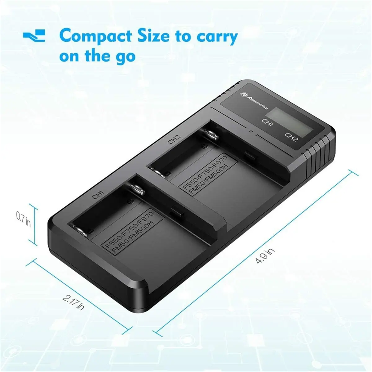 2026 شاحن بطارية الكاميرا الجديد + مناسب للبطارية الجزئية NP-F750، F770، F960، F570، F970، FM50، FM55h، F550