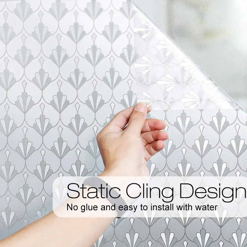 Window Privacy Decorative Film Glass Sticker Decoration Excellent Quality Static Cling Window Film for Office  Bedroom Kitchen