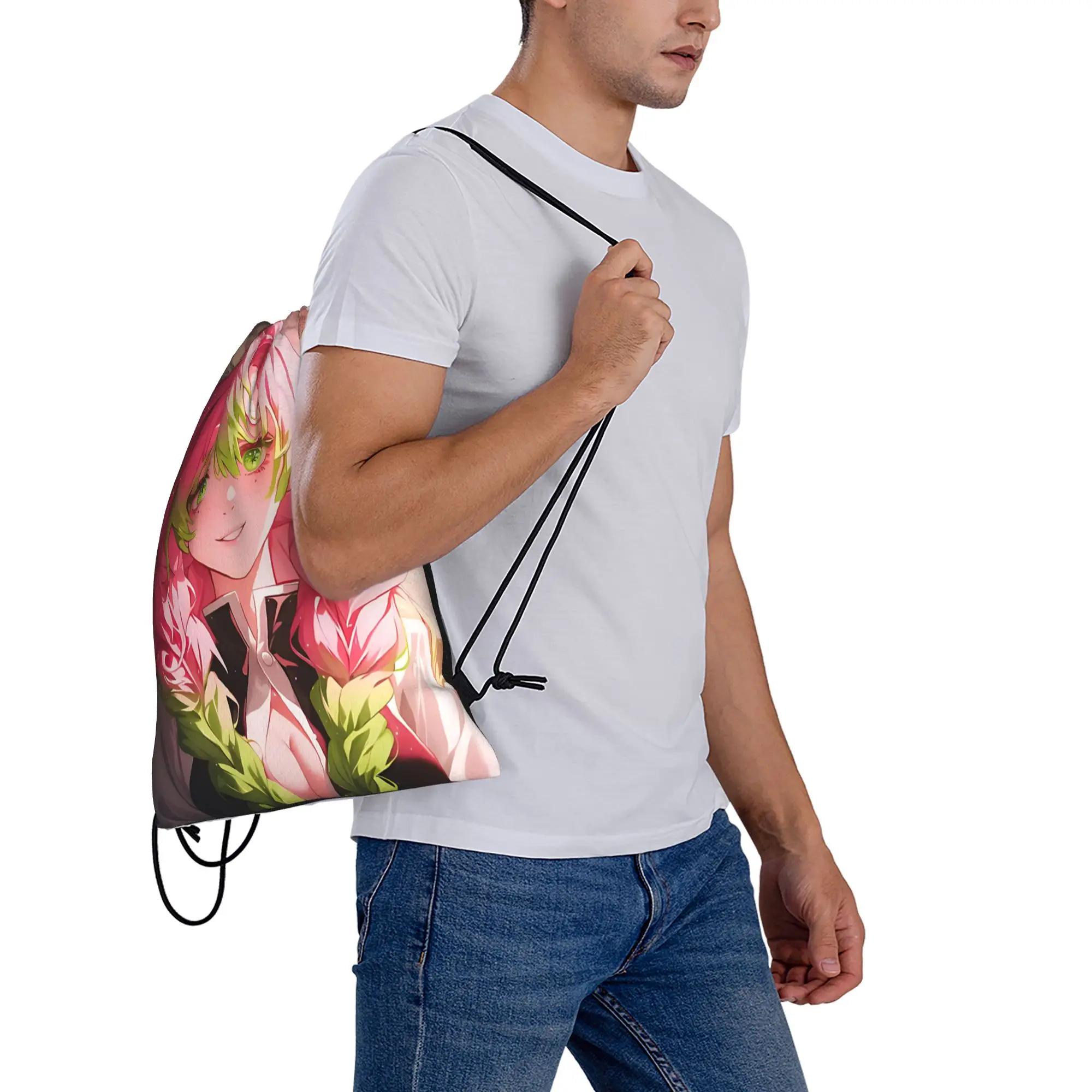 bag Pouch Demon Slayer shounen manga Drawstring Bags Travel Pouch Print Backpack Boy Girls School Shoe Bag view 5