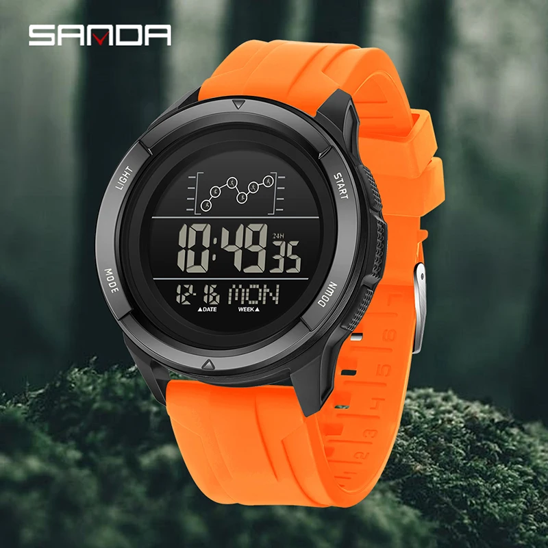 SANDA Electronic Watch Nylon Strap Digital Display Multifunctional Alarm Clock Student Watch Waterproof Military Sports Watch