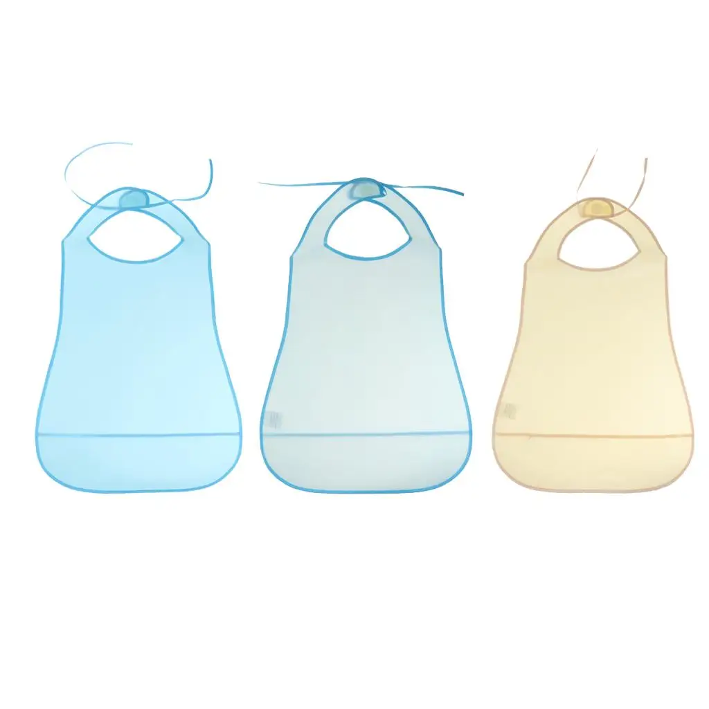 Waterproof Clothing Protector Bib with Catch Pocket Dining Eating Bib Apron for Adult Elderly Patient Care