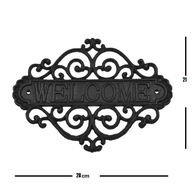 Welcome Sign Wall Plaque for Home Garden, Outdoor Hanging Decor, Creative Retro Shop Signs, Cast Iron, Country Cottage