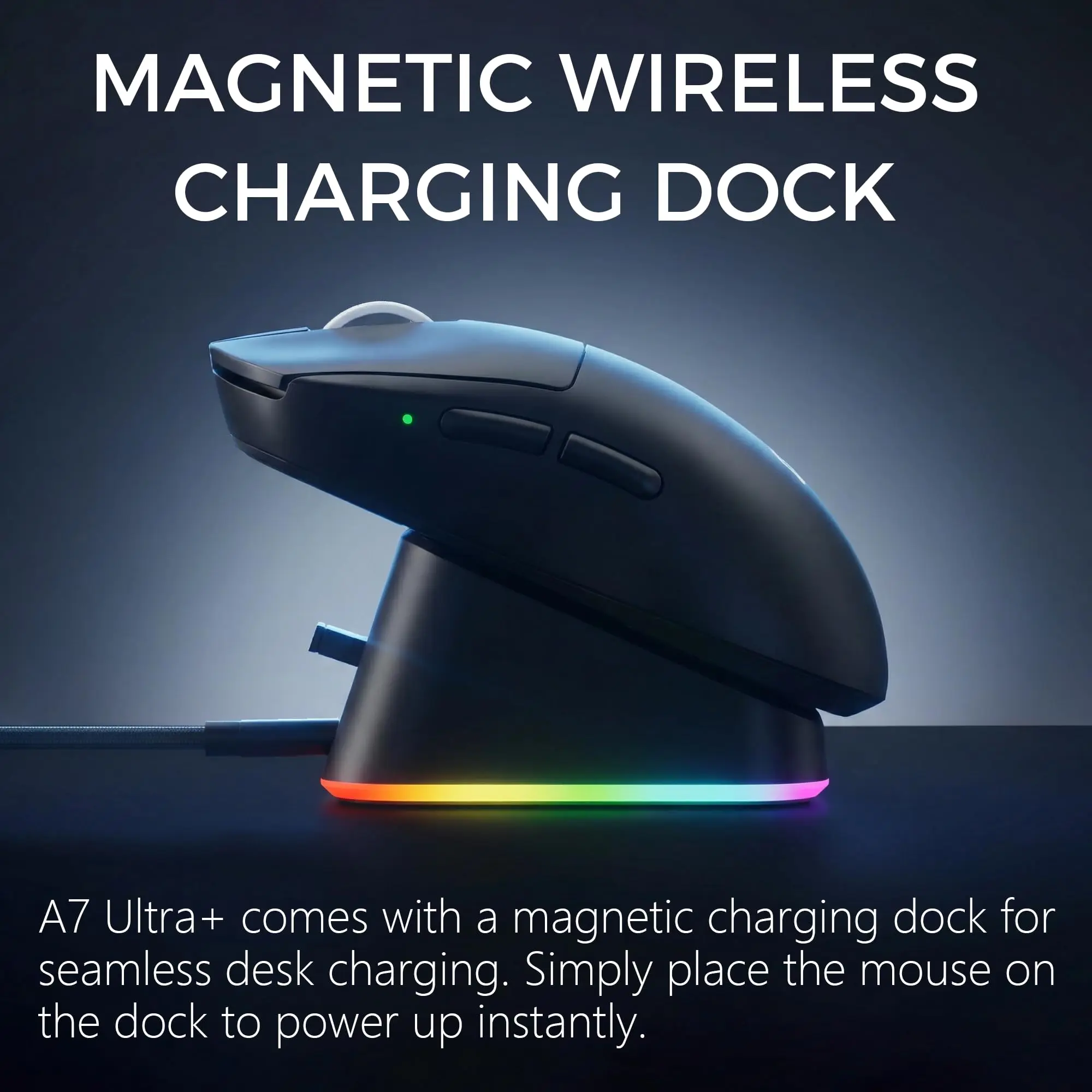 MCHOSE A7 V2 Ultra+ Wireless Gaming Mouse Megnetic Charging Dock Tri-Mode Connection 59 Grams PAW3950TI 42K DPI Sensor