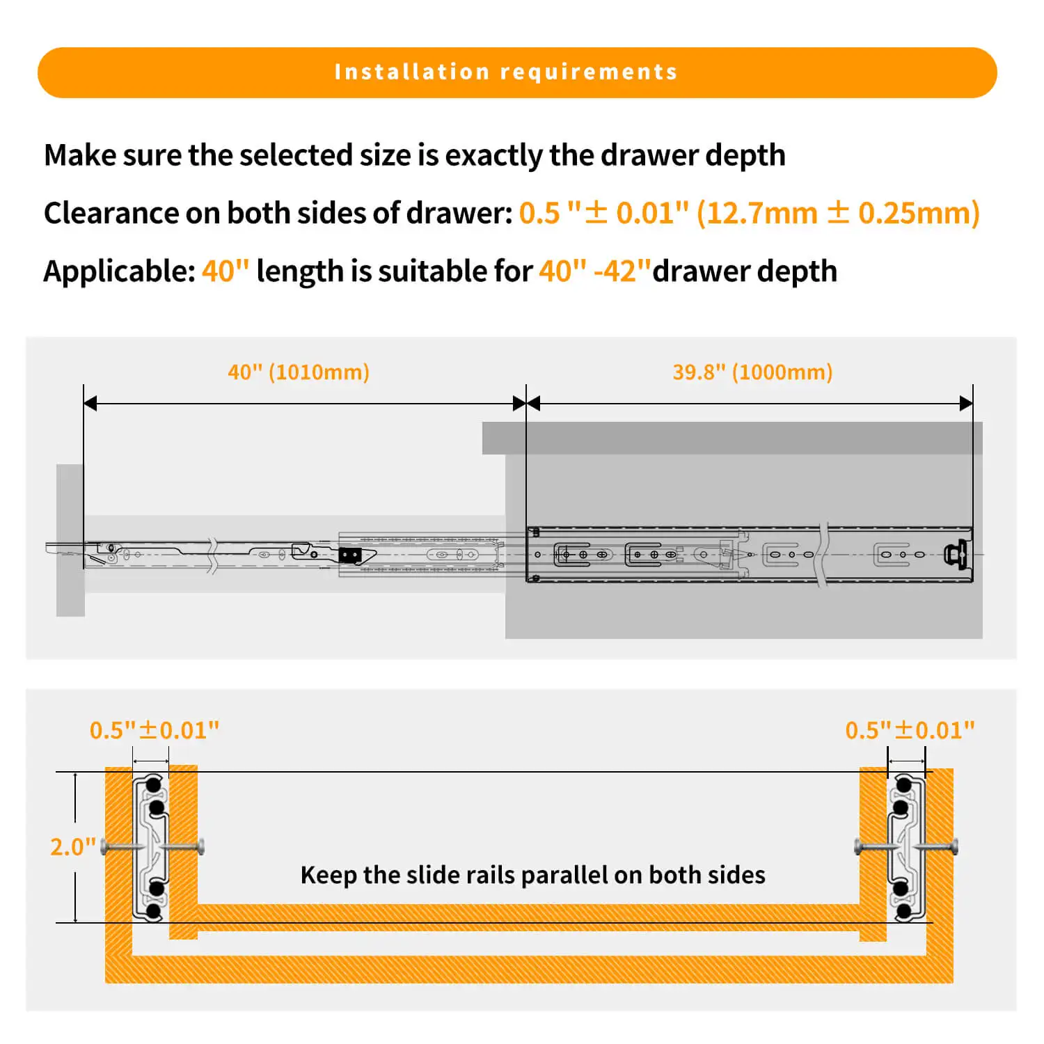 CXHIIA With Lock Heavy Duty Drawer Runners Fully Extension Ball Bearing High Bearing Capacity 68KG Campervan Drawer Slides