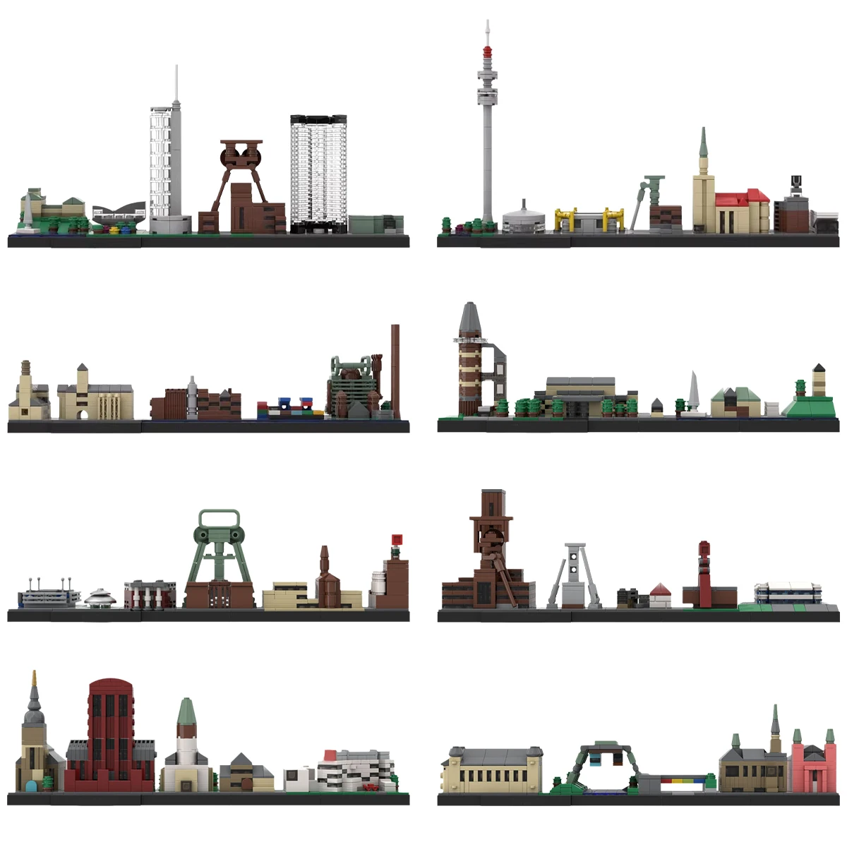 Landmark Architecture House Street View Building Blocks MOC Germany Ruhr Industrial Base City Skyline Model Kids Puzzle Toy Gift