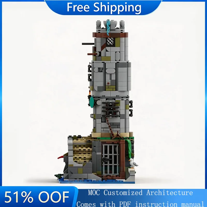 

966 PCS Customized MOC Medieval Castle Prison Tower Model Building DIY Blocks Bricks Assembly Toy Popular Holiday Gifts For Kids