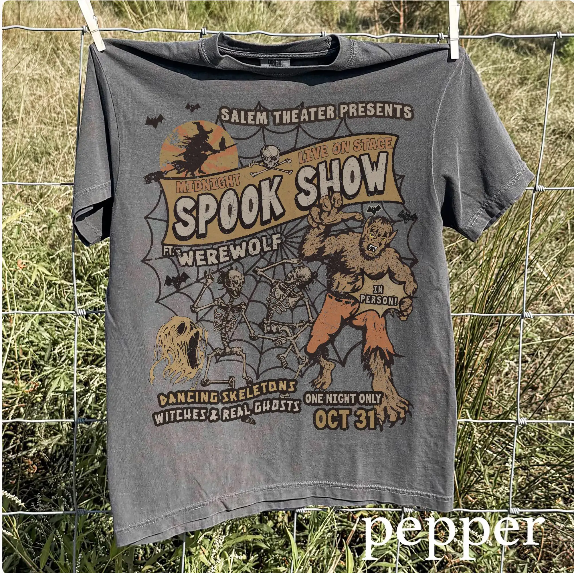 Vintage Spook Show Halloween Tee Horror Lover Gift 90s Cult Classic Horror Graveyard Smash Tee Monster Mash Tee