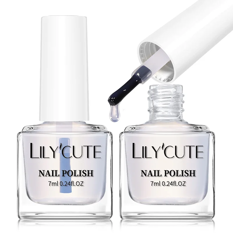 LILYCUTE 7 ml 2 in 1 Base Top Nagellak Op waterbasis Helder Luchtdroog Geen behoefte aan genezen Nagelverzorging Langdurige DIY Nail Art Vernis