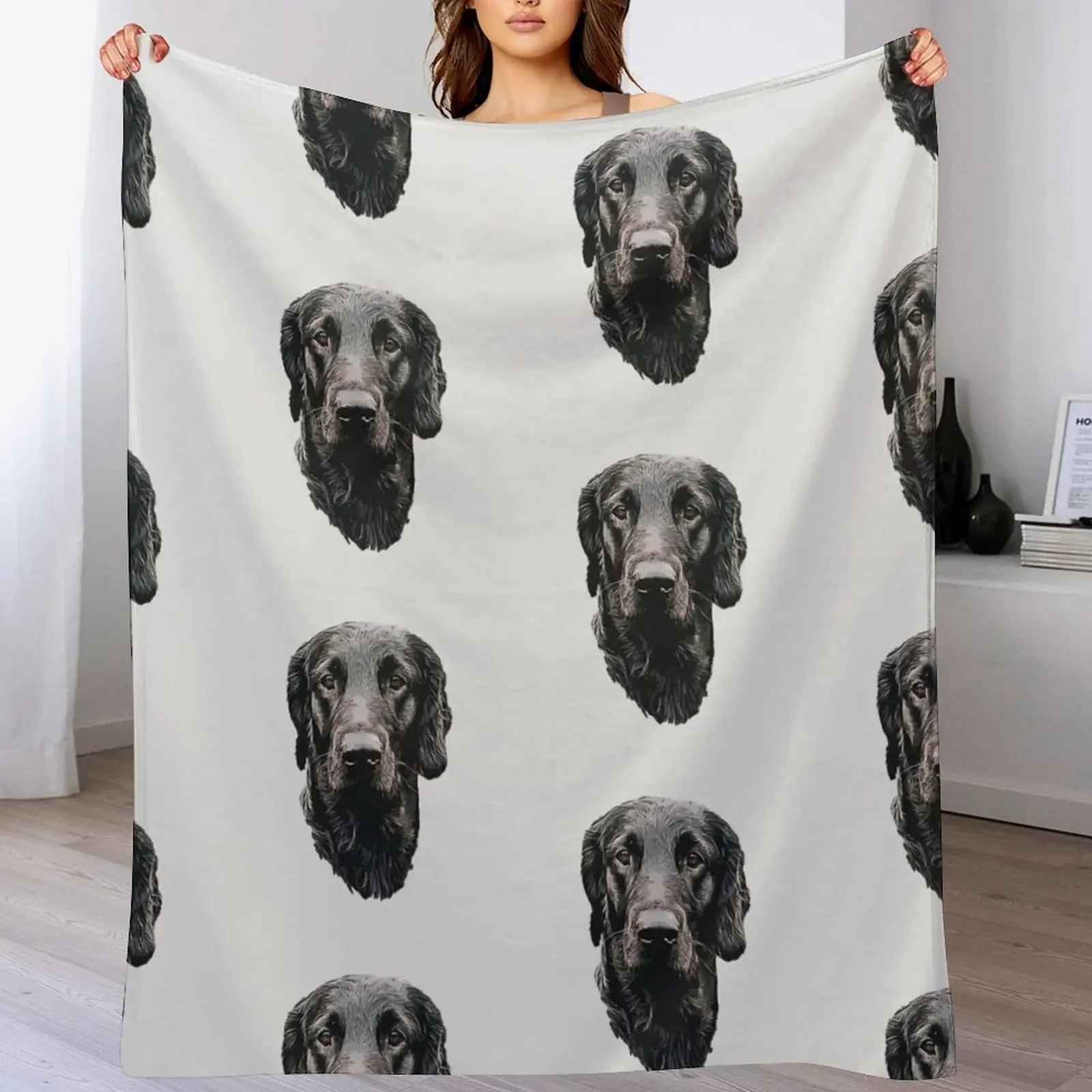 

Flat Coated Retriever - Stunning Dog! Throw Blanket Flannel Large Retros Blankets