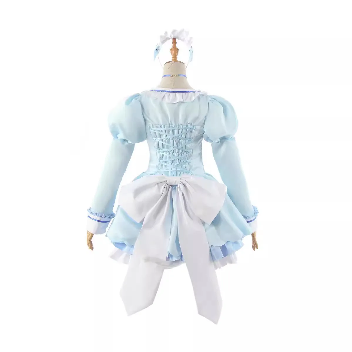 Nekopara Vanilla Light Blue Maid Cosplay Costume Full Set Wig Bell Choker Headband Cat Tail Women Anime Fancy Dress Outfit view 4