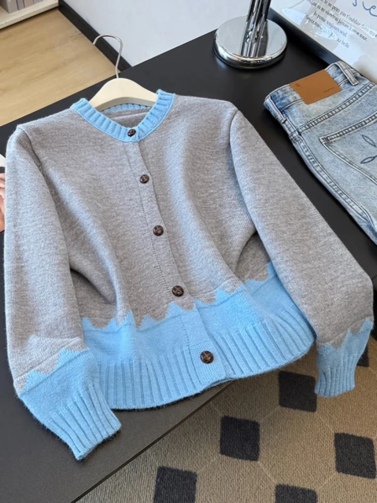 Chao Level Empfehlung ~ Koreanische Sle Farbe Blo Design Offene Strickjacke Pullover Frauen Neue Herbst Winter Wolle Gestrickte Top