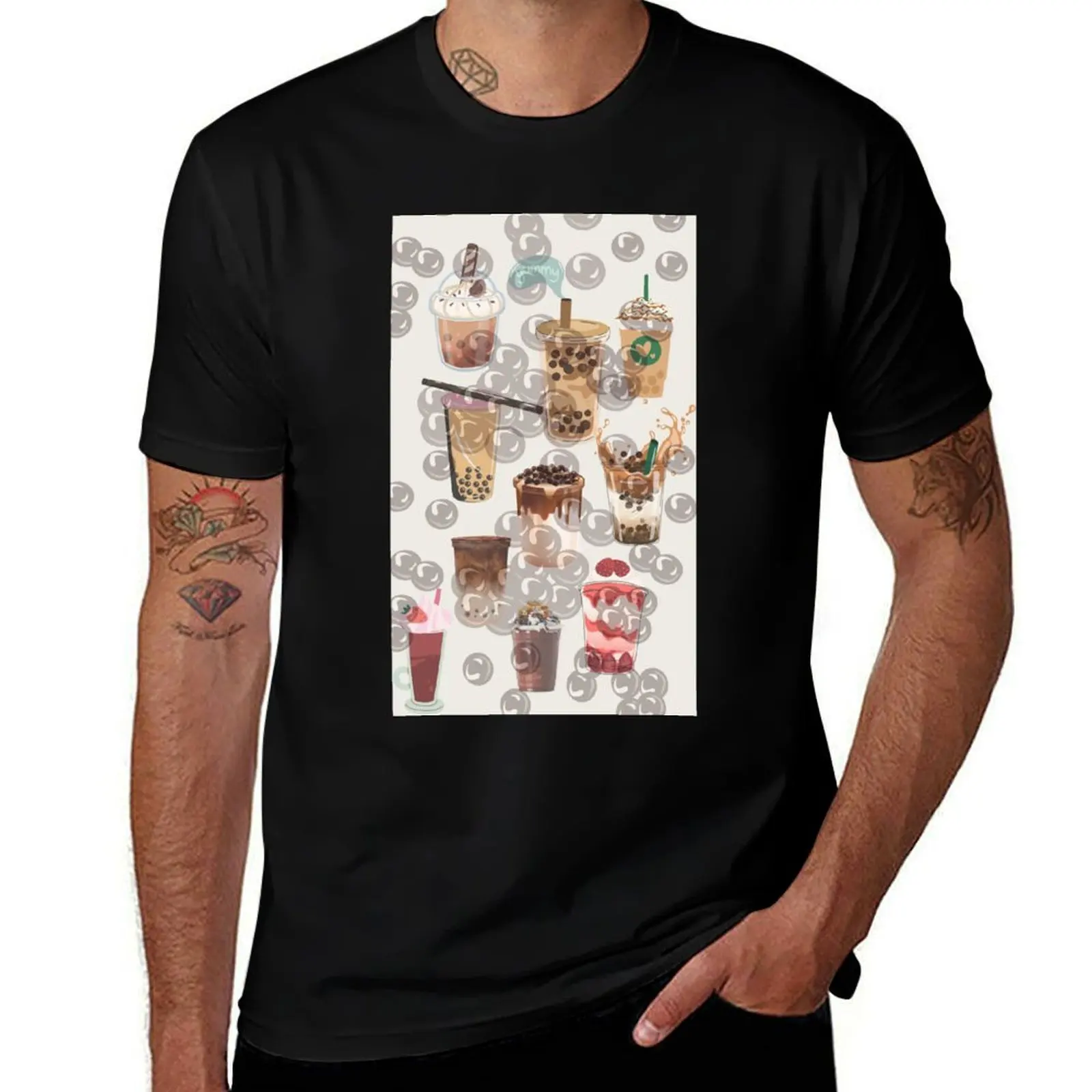 Camiseta Bubble Milk Tea en blanco, camisetas de gran tamaño, camisetas gráficas de algodón para hombre, camiseta de diseñador de gran tamaño para hombre