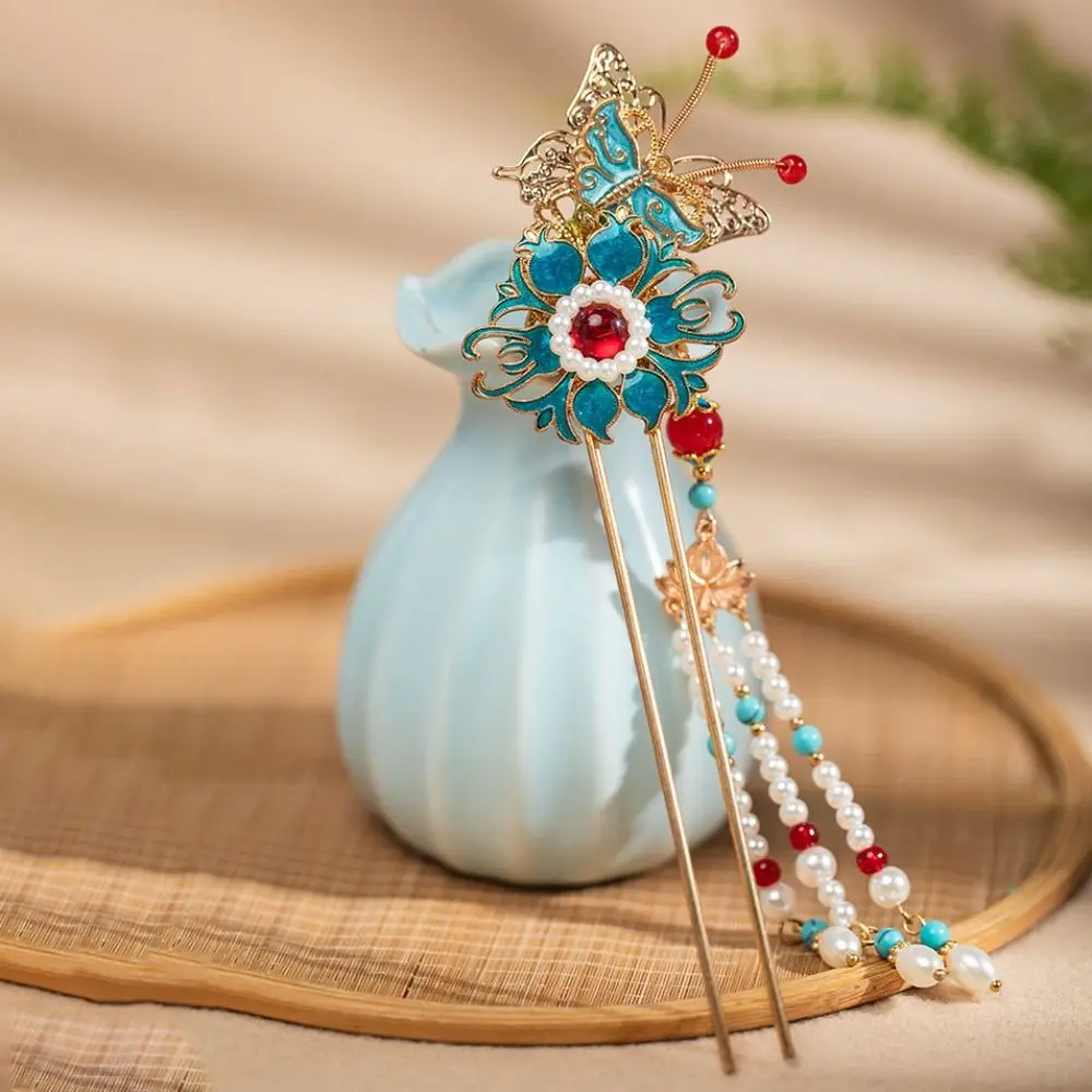 Chinese Style Ancient Hair Stick Classical Pearl Tang Dynasty Hairpin Tassel Hair Comb Hanfu Headwear Cheongsam Accessories