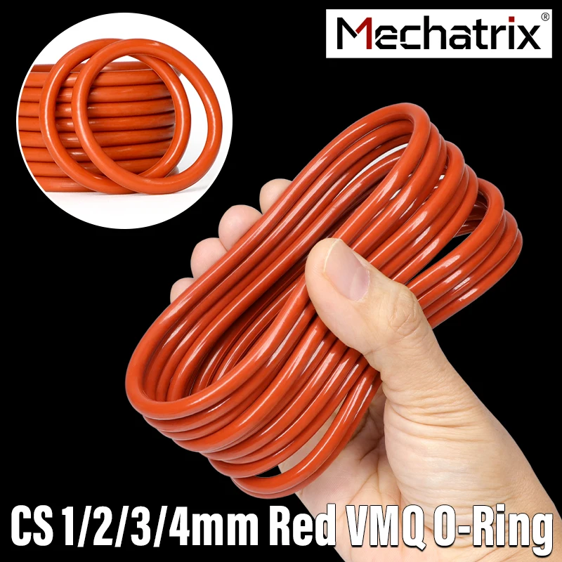 Red VMQ O-Ring Gasket CS 1/2/3/4mm Silicone rubber sealing Waterproof OD 5mm ~ 100mm Insulated Wear resistant Sealing Washer