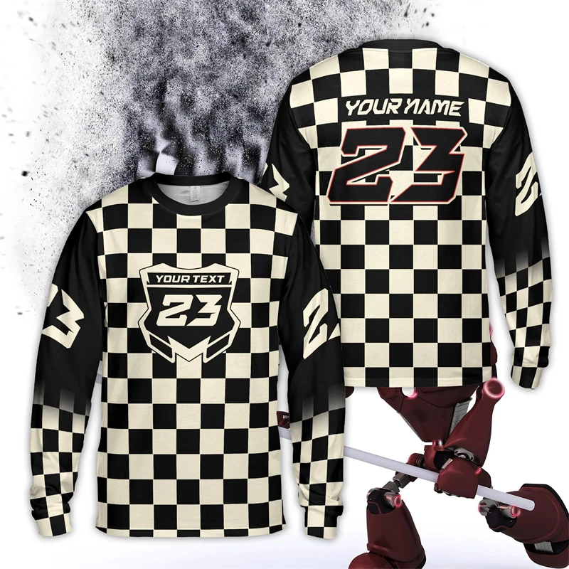 شخصية اللون متقلب موتوكروس كم طويل قميص للرجال مخصص متسابق اسم الترابية دراجة ثلاثية الأبعاد مطبوعة تي شيرت فضفاض رجالي تيز #3