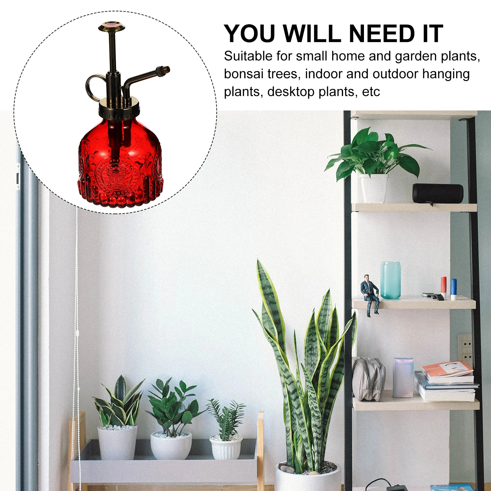 

Embossed Glass Sprayer Large Volume Plant Mister Delicate Thumb Pump Mist Spray Bottle Gardening Watering Flower Pot Mister