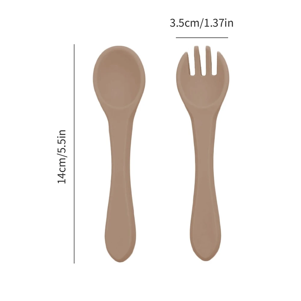 Custom Name 1 Pair Silicone Spoon and Fork Food Grade Silicone Baby Feeding Utensils