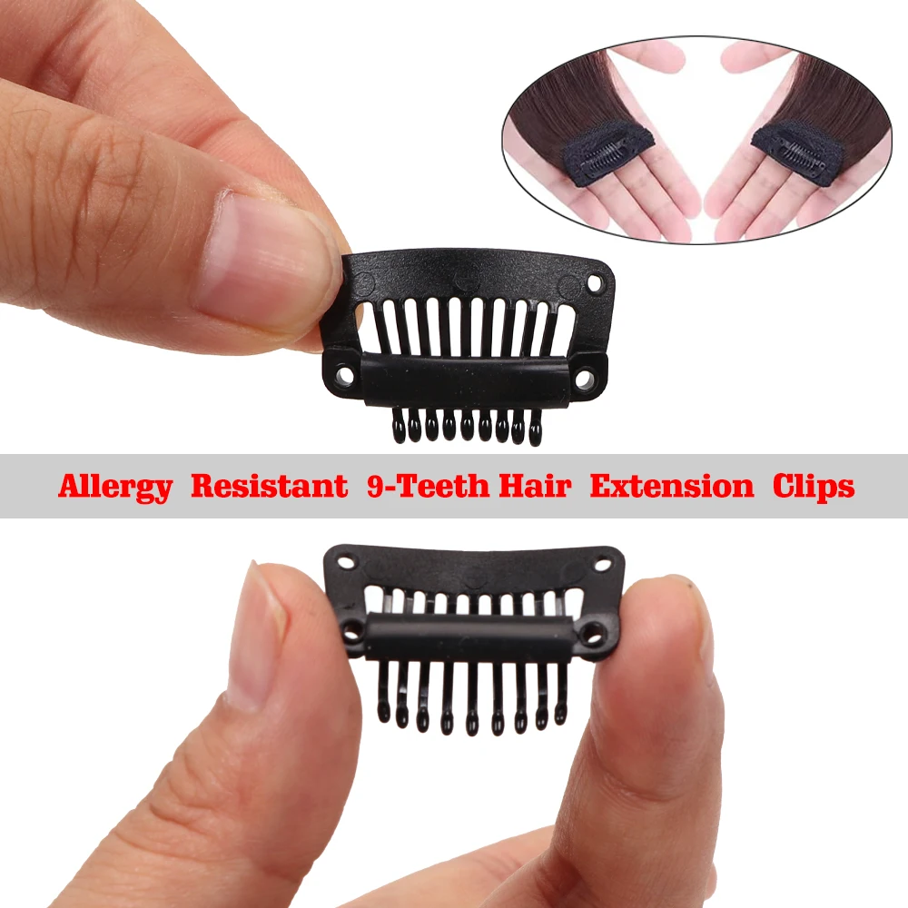 Nunify Hair Extensions Tools Hair Clips 9Teeth Hair Extensions Clip For Human Hair Plastic Wig Clips Snap Hairpin For Hairpieces