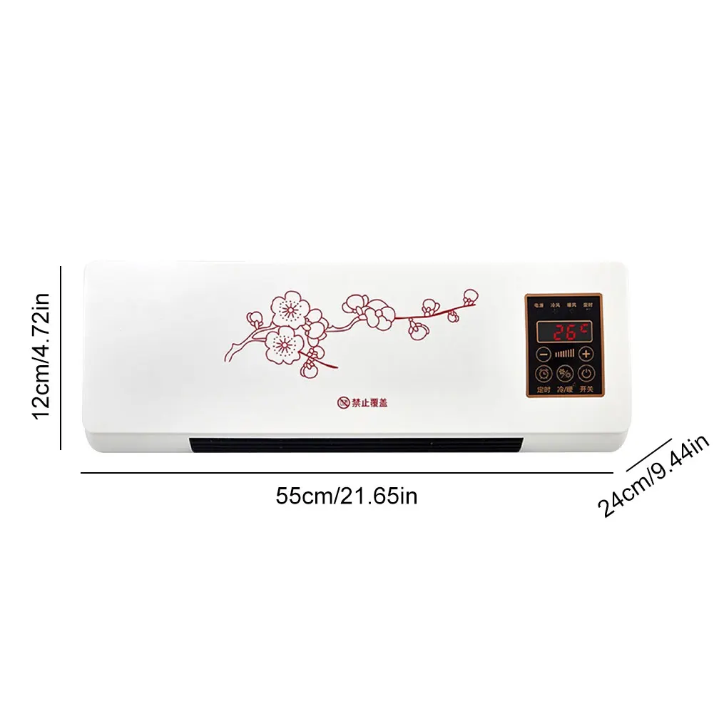 Mini Cold Air Conditioner 1800W Remote Control Wall Mounted Heater Touch Screen Electric Home Heater Cooling Heating Second Gear