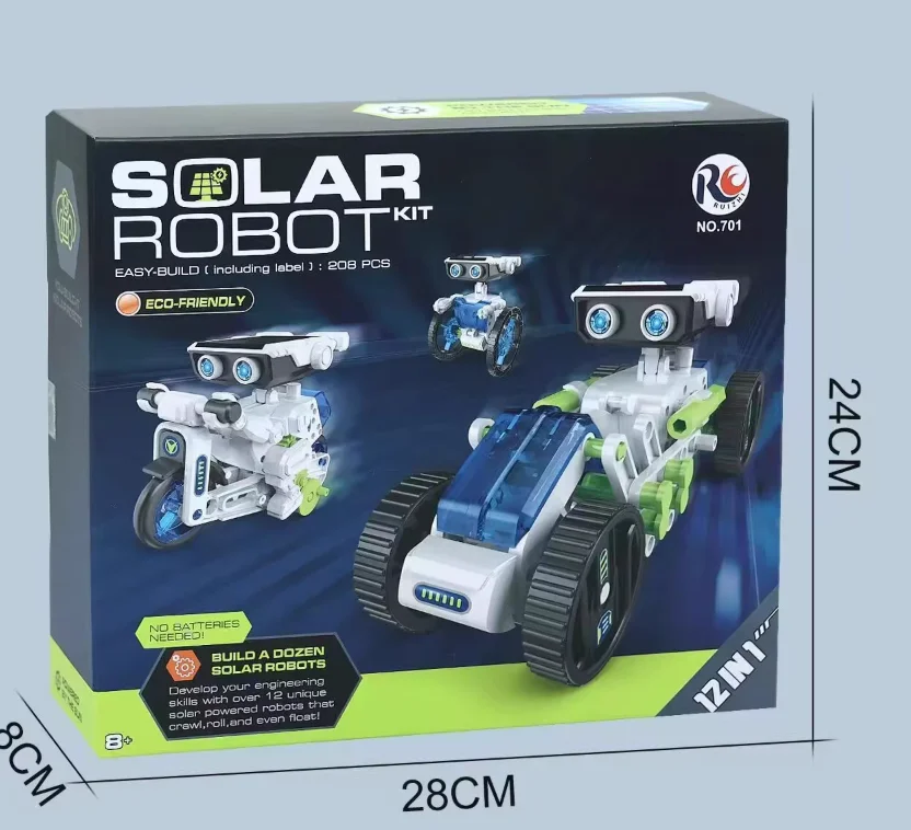 

12 In 1 Solar Toy Funny Solar Powered Car Robot Science Experiment Diy Accembly Education Technological Gadgets Kit Kids Toys