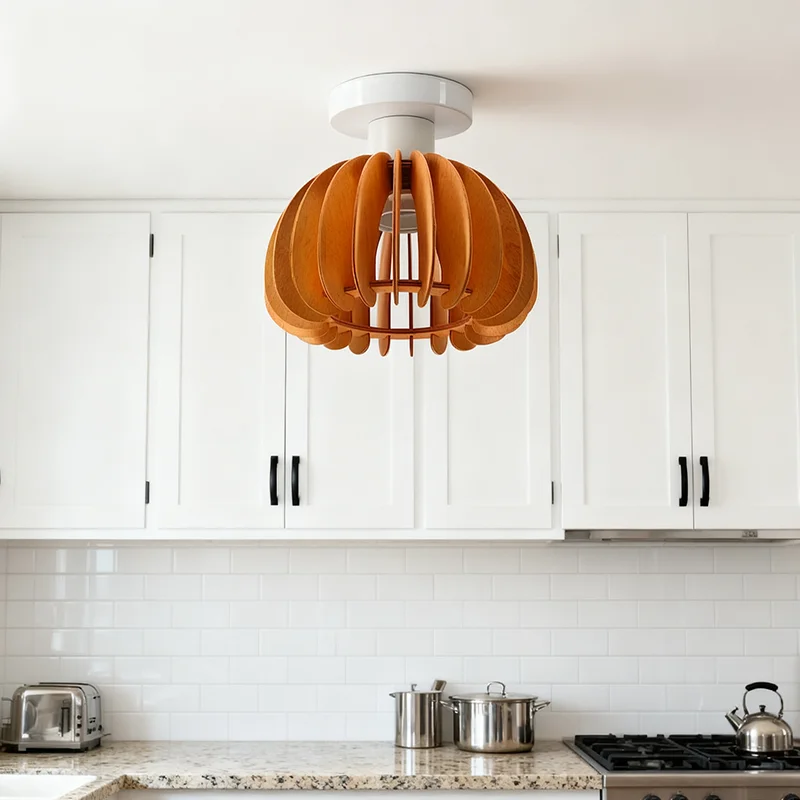 LED plafonnier en bois citrouille tressé à la main tricoté lumière pour salon chambre couloir porche décor à la maison éclairage