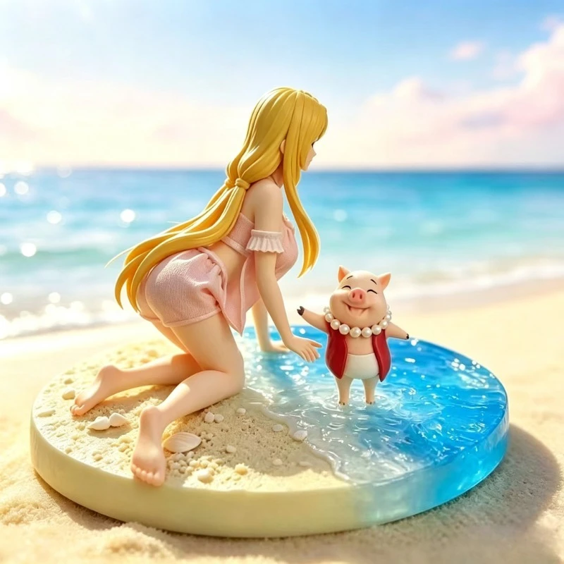 Action dolls/games/anime/merchandise Kneeling posture on the beach, 17CM Sexy and beautiful girl figure birthday gift ornament