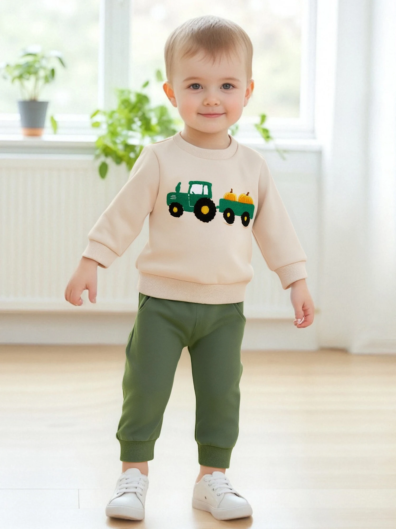 

Toddler Halloween Costume Set with Ghost Print Hoodie and Striped Pants for Baby Boy 2 Piece Outfit for Fall Festivities